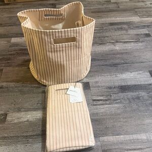 Pehr pink striped canvas bin set